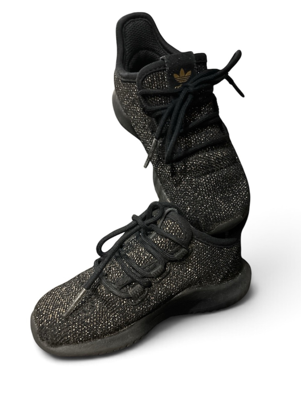 adidas Kids Black Sparkle Knit Lace-Up Sneakers